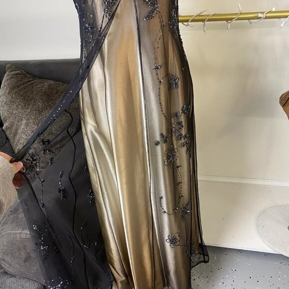 Vintage betsy adams Prom Dress Maxi Gown 4 gold 90s Y2K Goth Ombre Mesh Grunge - Picture 5 of 15